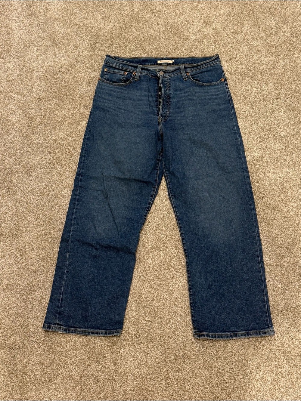 Levi's Women's Dark Blue Straight-Leg Ribcage Jeans